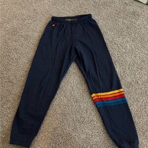 Aviator Nation Unisex Navy Joggers with Rainbow Stripes